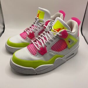 Air Jordan 4s Retro Lemon Venom Sneakers CV7808-100 Size 5Y (W6.5) Pink Nike